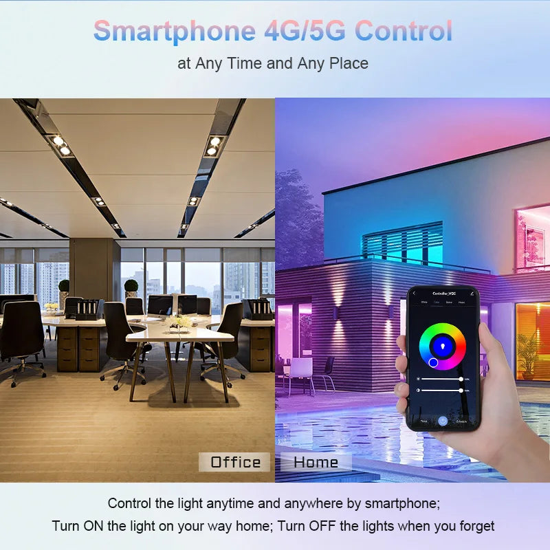 5-in-1 WiFi LED Controller for RGB/RGBW/CCT Strips – Compatible with Alexa, Google, and Tuya App