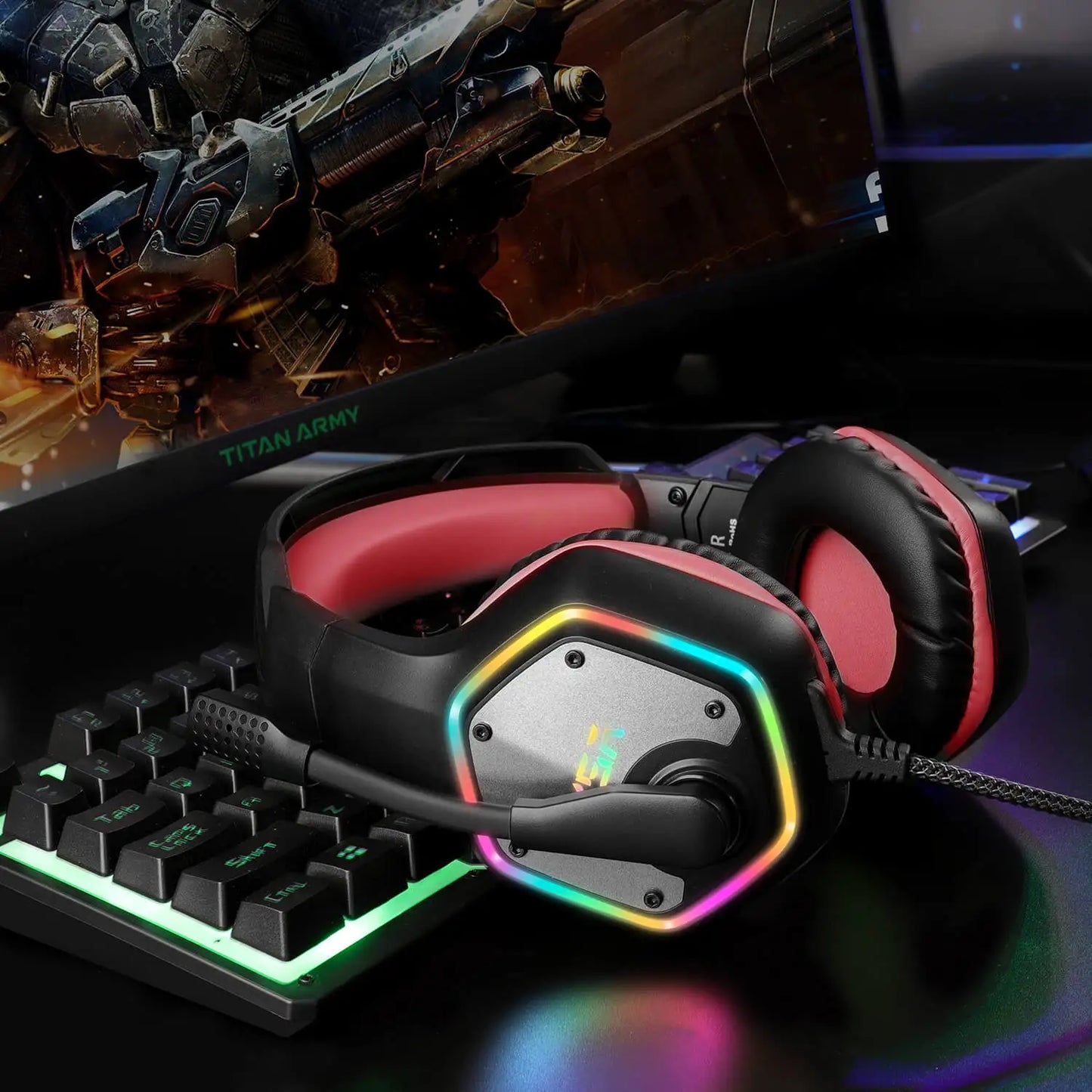 EKSA E1000 – Auriculares Gamer con Sonido 7.1, RGB y Micrófono con Cancelación