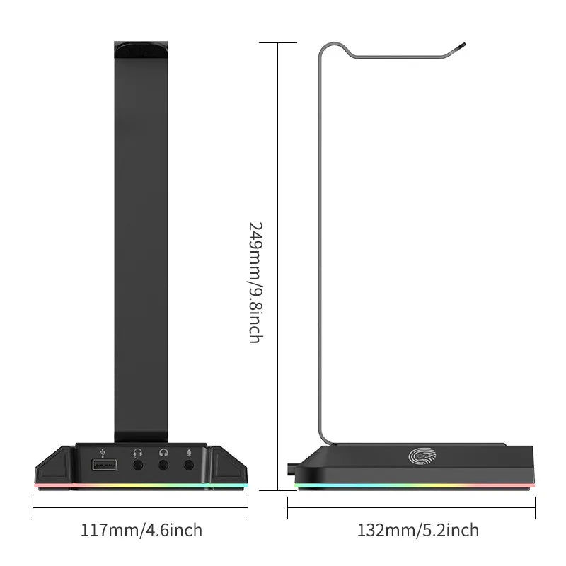 Soporte Gamer EKSA W1 con Sonido 7.1, RGB y Puertos USB - Headset Stand para Escritorio