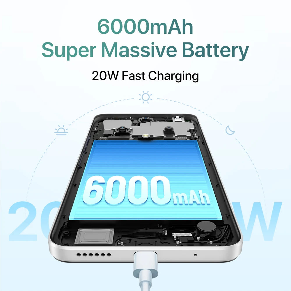 UMIDIGI G100A Android 14 Smartphone with 6.9” HD+ 120Hz Display, 8GB RAM (4+4), 128GB, Dual Camera and 6000mAh Battery