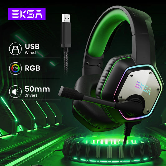 EKSA E1000 – Auriculares Gamer con Sonido 7.1, RGB y Micrófono con Cancelación