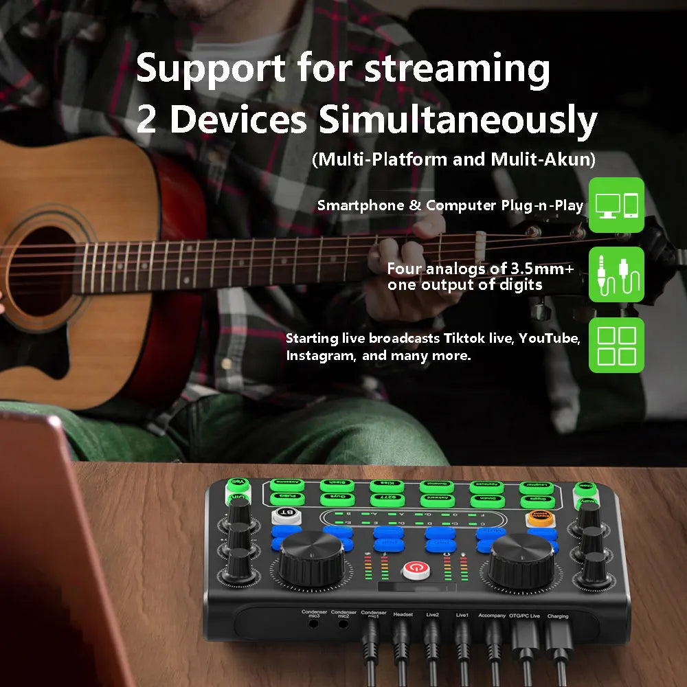 Consola de Sonido Profesional HD X60 – Tarjeta de Sonido para Karaoke, Streaming y Grabación en Vivo