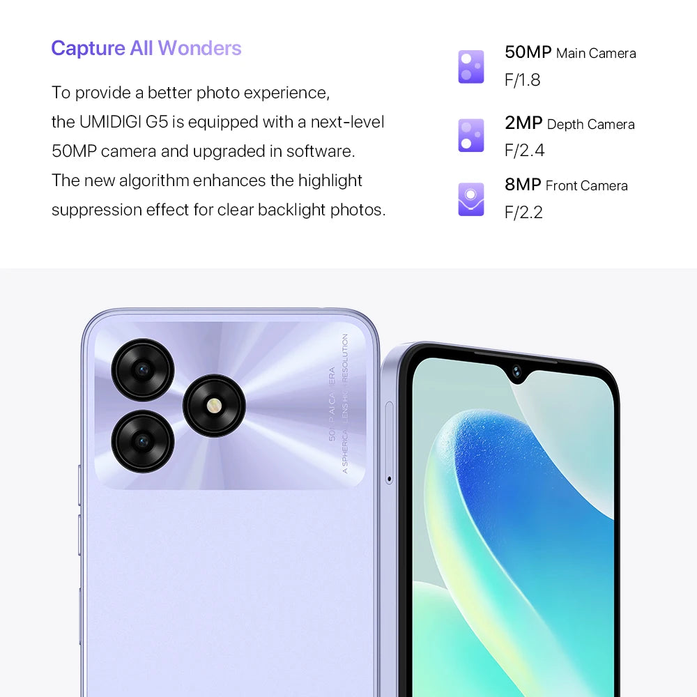 UMIDIGI G5 – Android 13 Smartphone with 50MP Camera, 8+8GB RAM, 128GB and 90Hz Display
