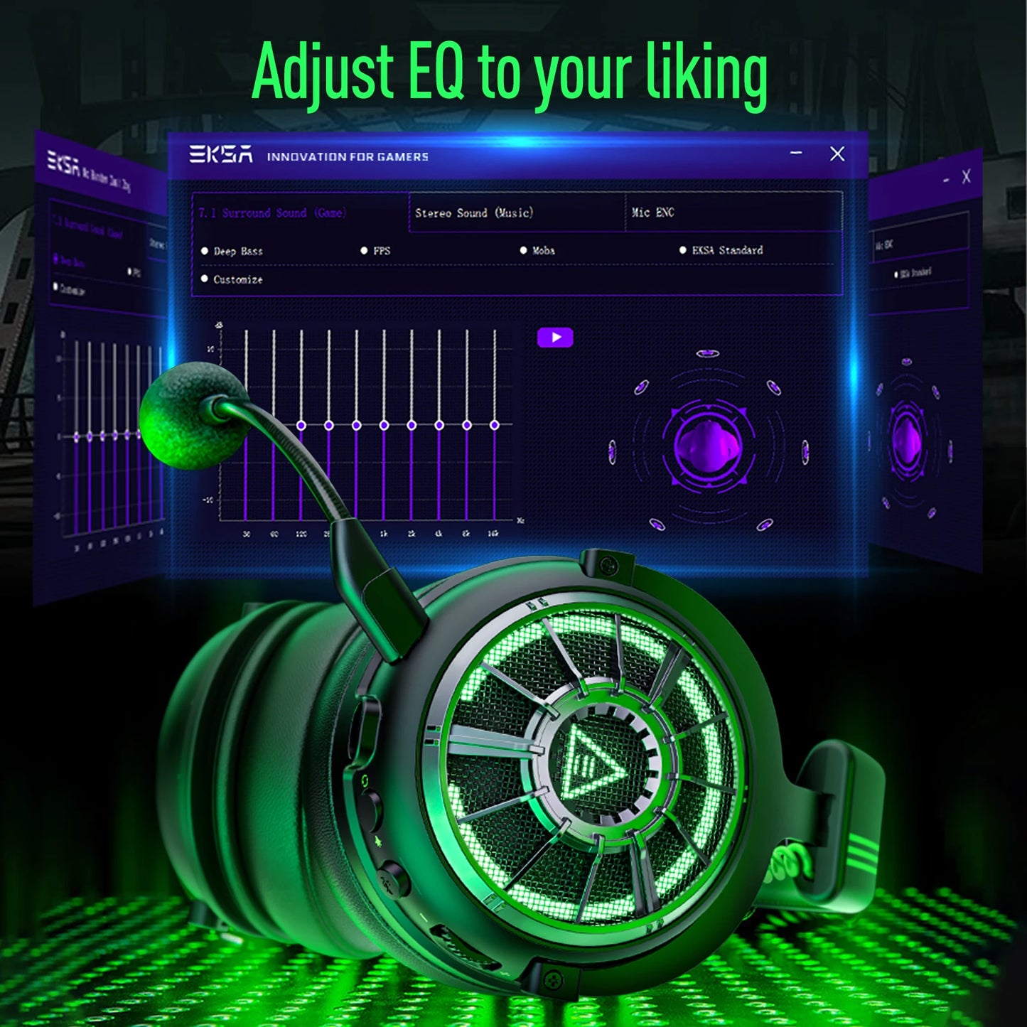 EKSA E5000 Pro – 7.1 Gaming Headset with ENC Microphone and Interchangeable Cables