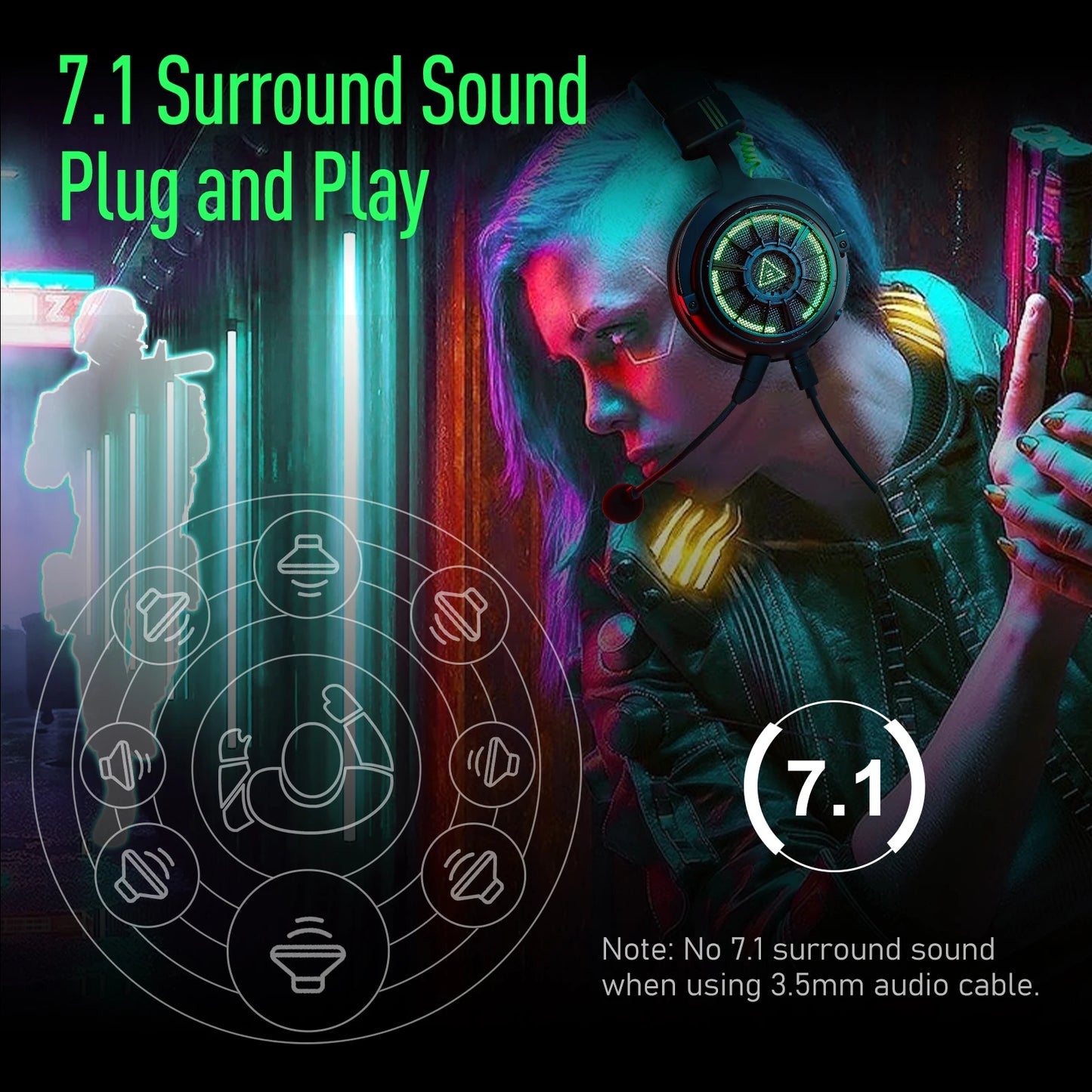 EKSA E5000 Pro – 7.1 Gaming Headset with ENC Microphone and Interchangeable Cables