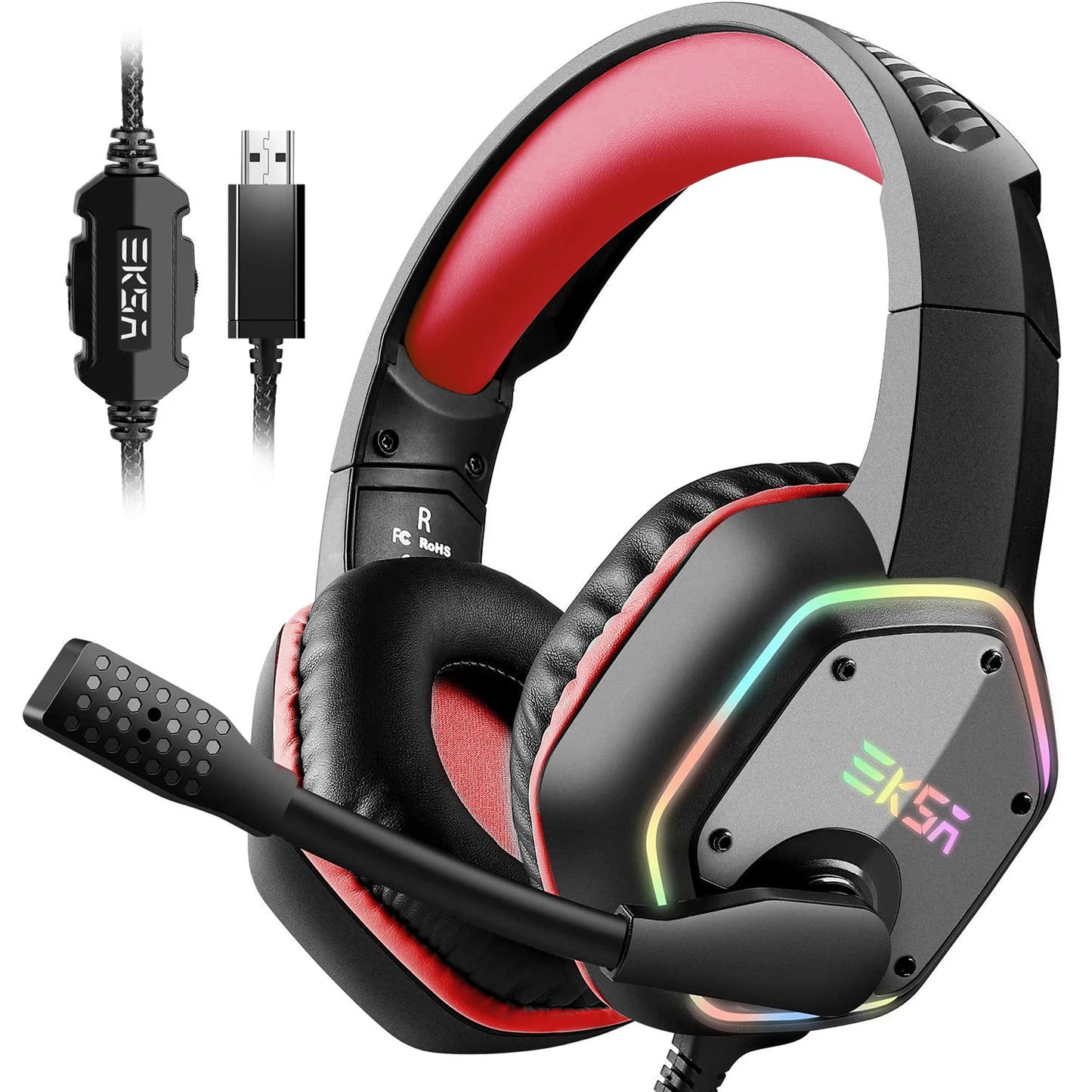 EKSA E1000 – Auriculares Gamer con Sonido 7.1, RGB y Micrófono con Cancelación