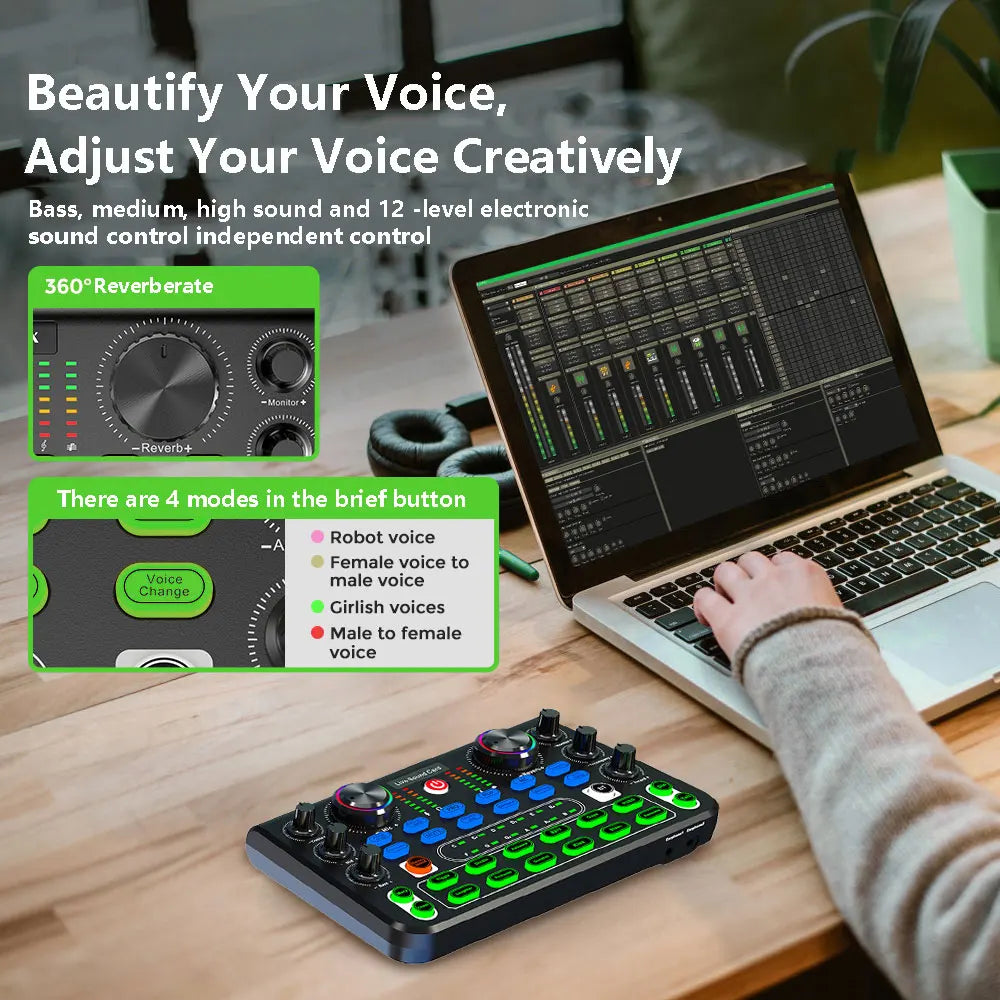 Consola de Sonido Profesional HD X60 – Tarjeta de Sonido para Karaoke, Streaming y Grabación en Vivo