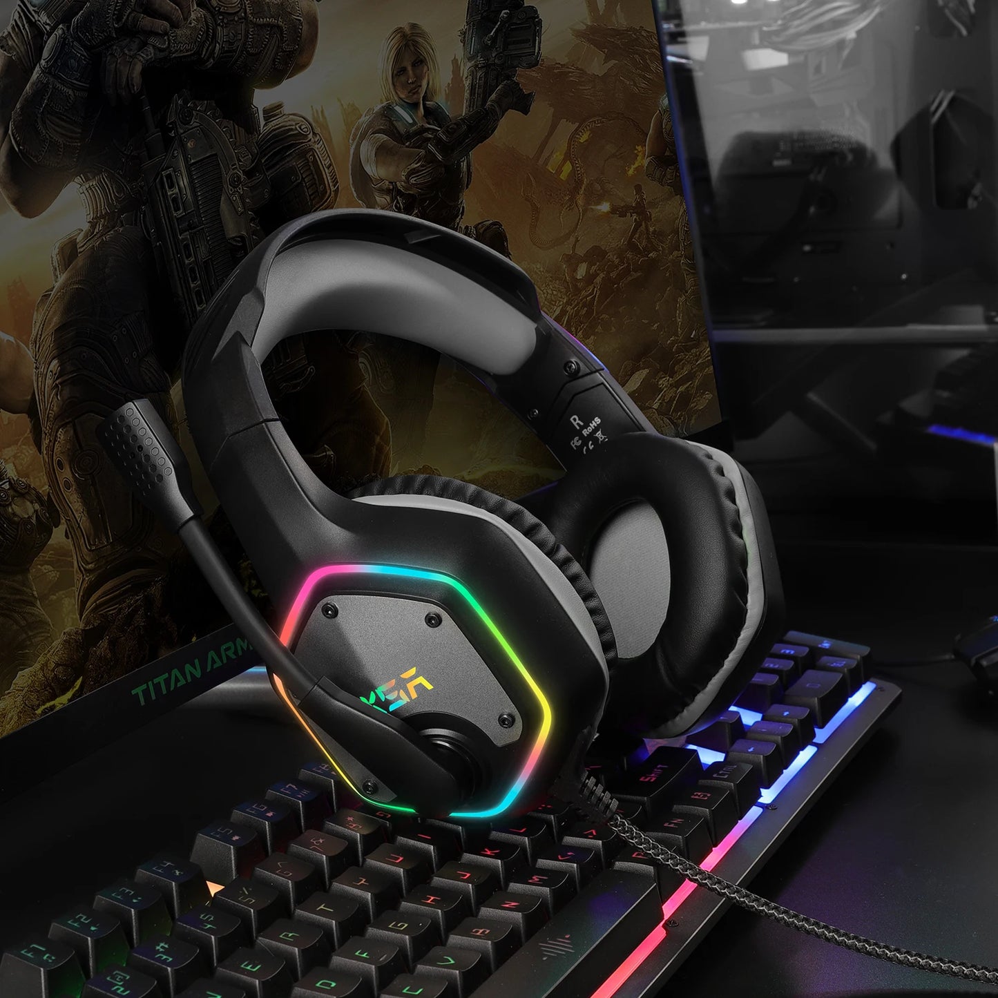 EKSA E1000 – Auriculares Gamer con Sonido 7.1, RGB y Micrófono con Cancelación