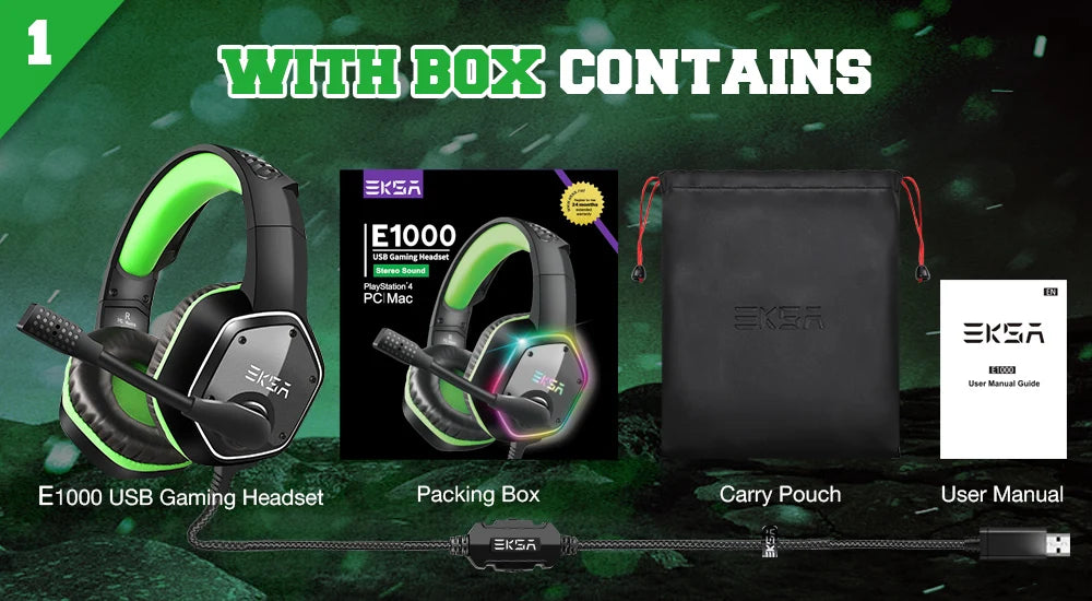 EKSA E1000 – Auriculares Gamer con Sonido 7.1, RGB y Micrófono con Cancelación