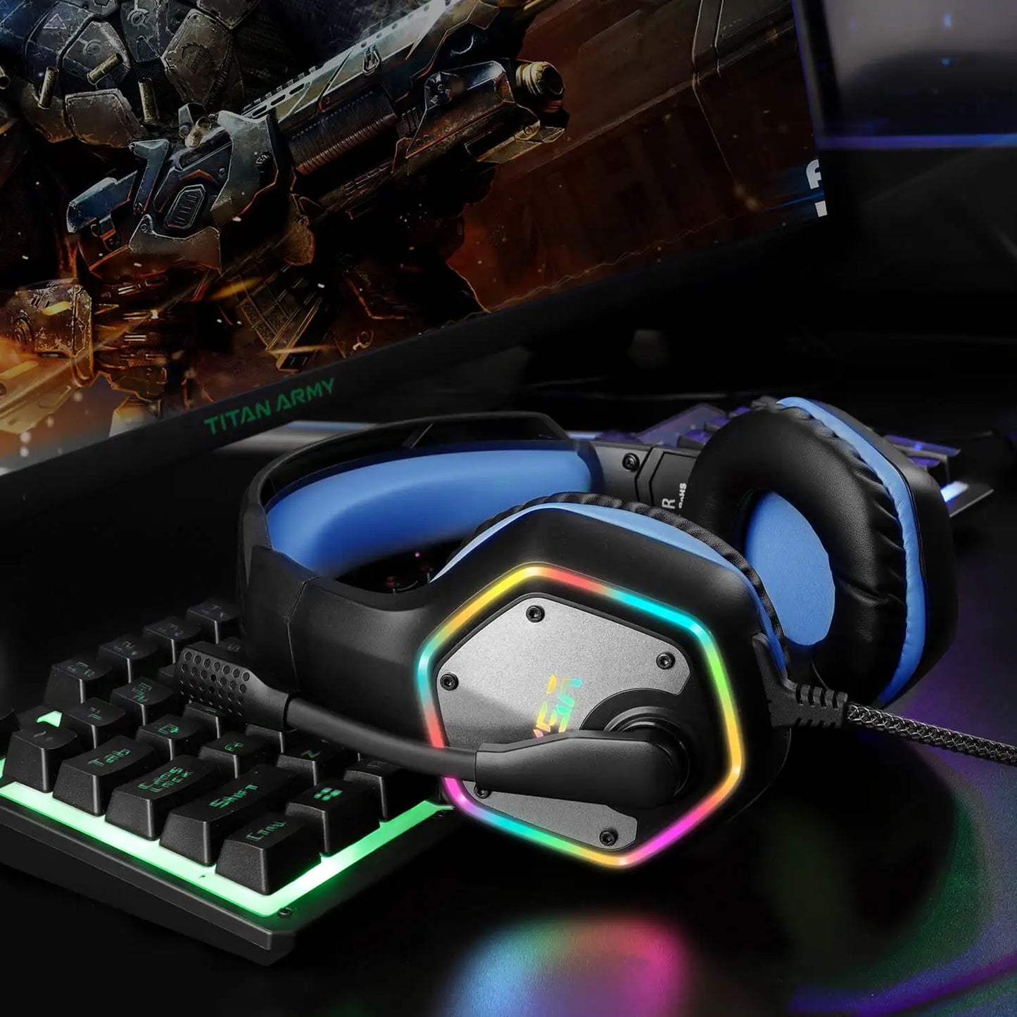 EKSA E1000 – Auriculares Gamer con Sonido 7.1, RGB y Micrófono con Cancelación