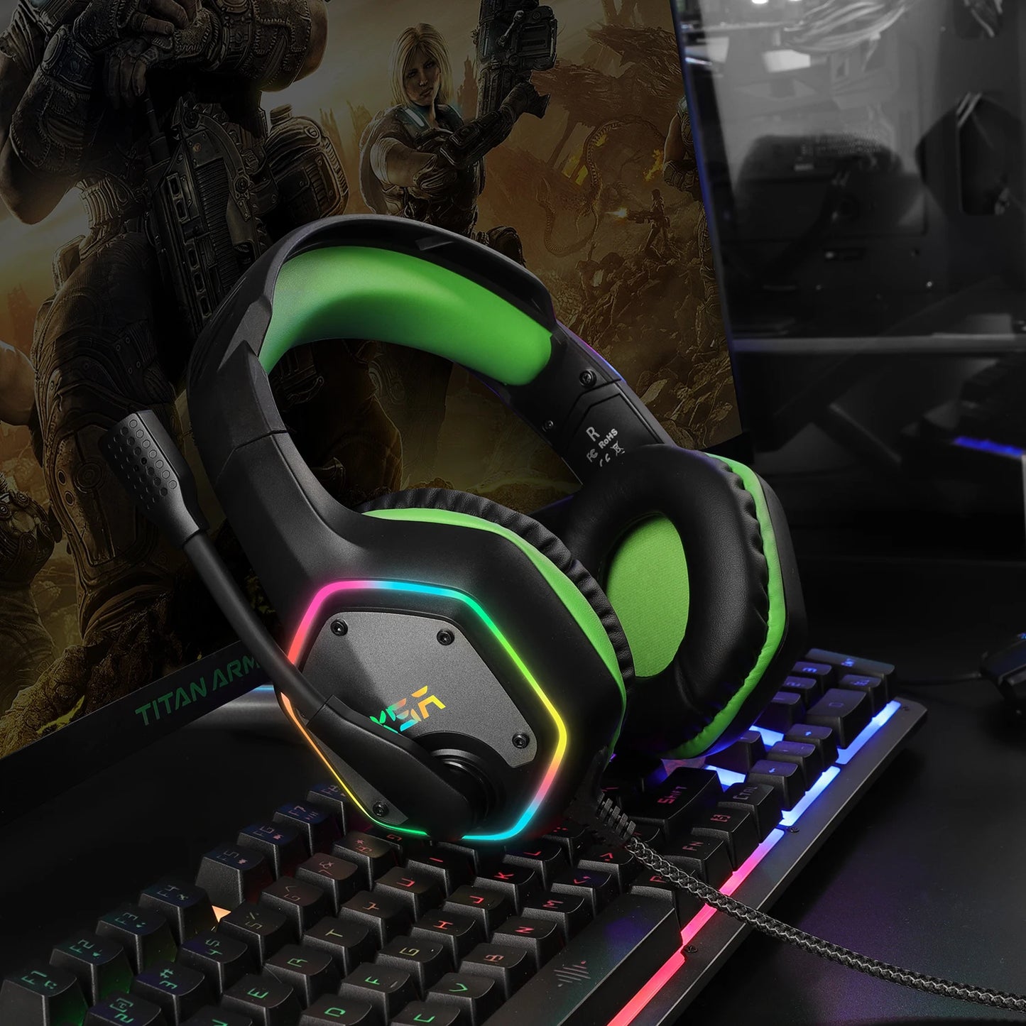 EKSA E1000 – Auriculares Gamer con Sonido 7.1, RGB y Micrófono con Cancelación