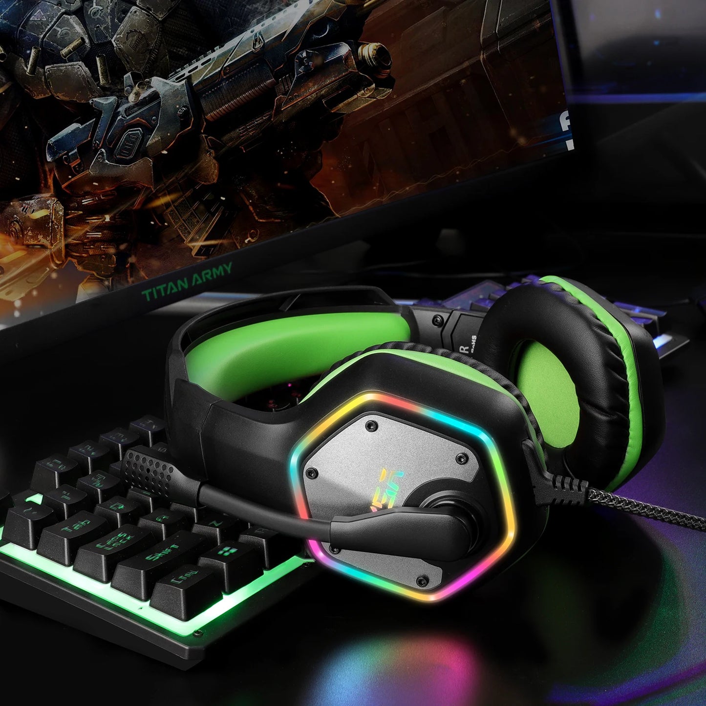 EKSA E1000 – Auriculares Gamer con Sonido 7.1, RGB y Micrófono con Cancelación