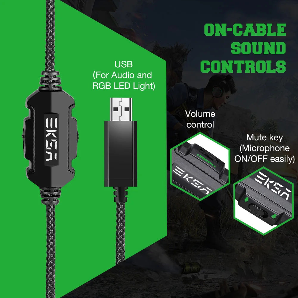 EKSA E1000 – Auriculares Gamer con Sonido 7.1, RGB y Micrófono con Cancelación
