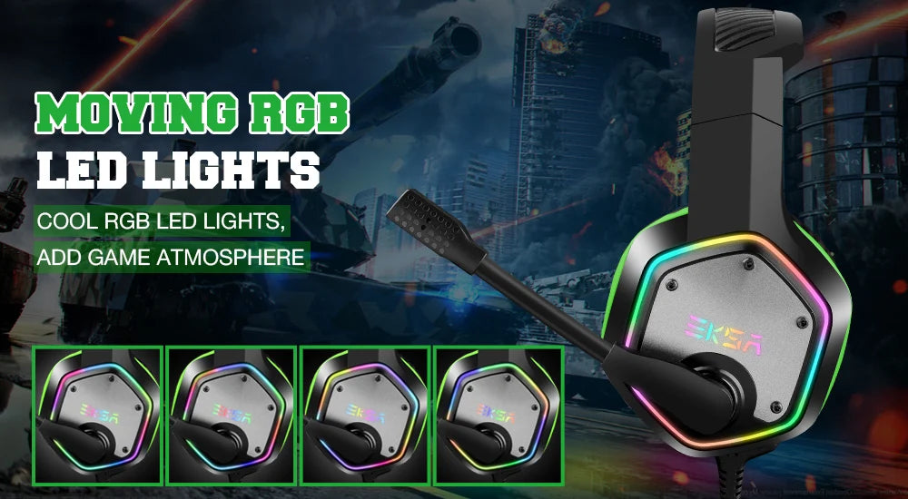 EKSA E1000 – Auriculares Gamer con Sonido 7.1, RGB y Micrófono con Cancelación