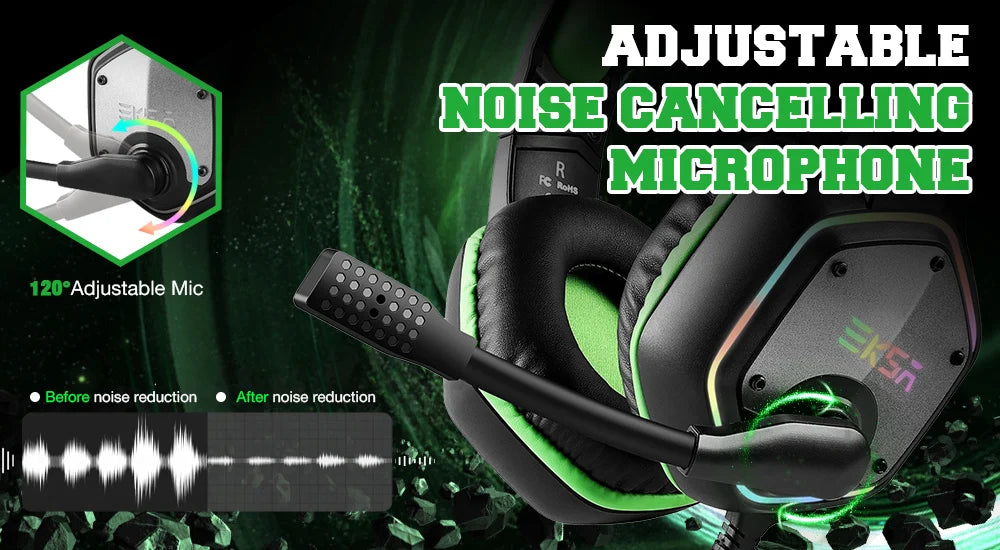 EKSA E1000 – Auriculares Gamer con Sonido 7.1, RGB y Micrófono con Cancelación