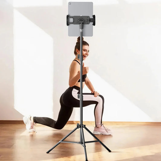 Trípode Soporte Ajustable para Tablet – Altura 60 a 165 cm, Rotación 360°, Plegable y Universal
