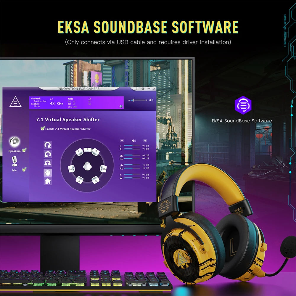 Auriculares Gamer EKSA E900 Pro con Sonido 7.1, Micrófono con Cancelación de Ruido – Compatibles con PC, PS4, PS5 y Xbox