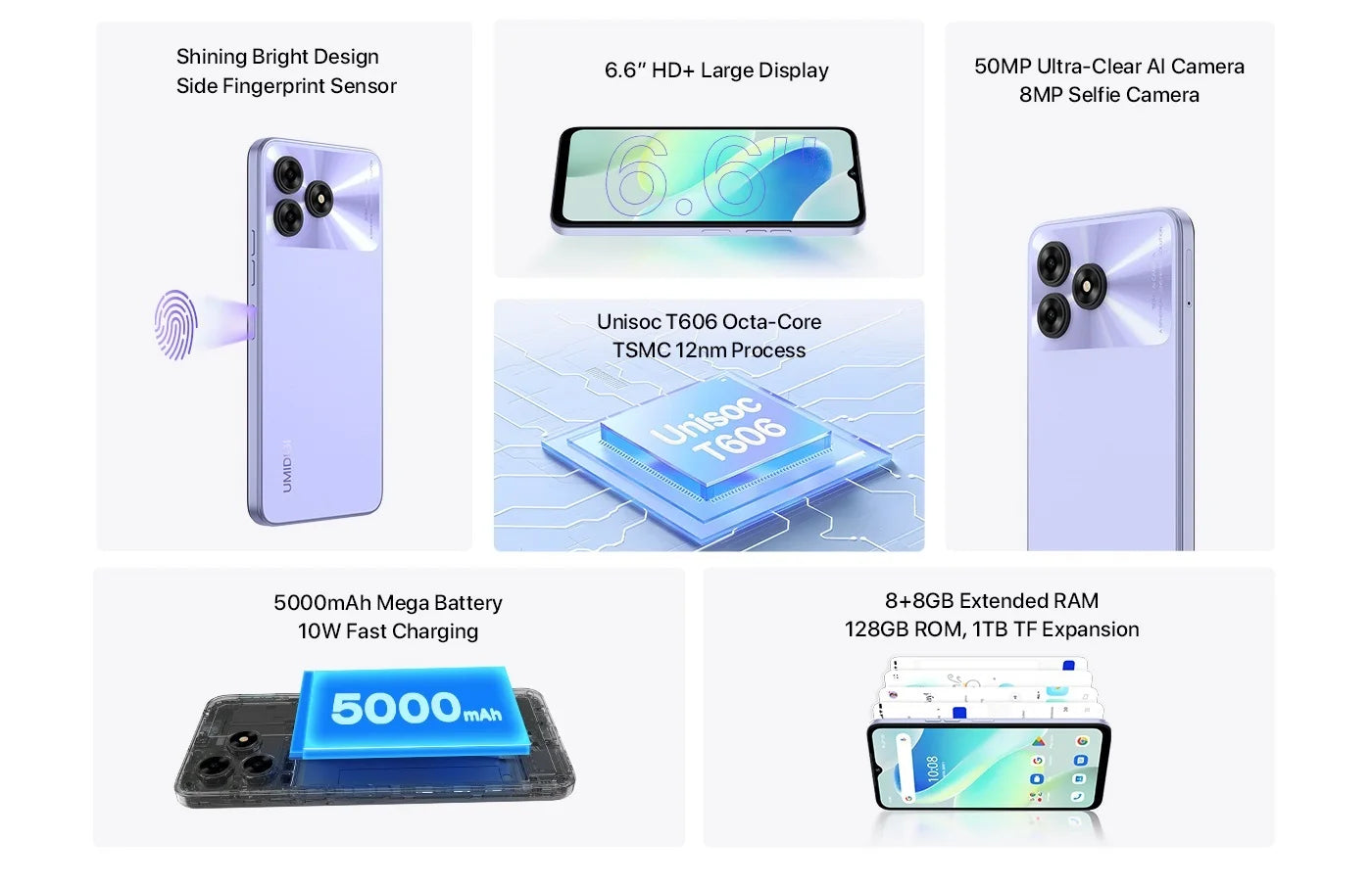 UMIDIGI G5 – Android 13 Smartphone with 50MP Camera, 8+8GB RAM, 128GB and 90Hz Display