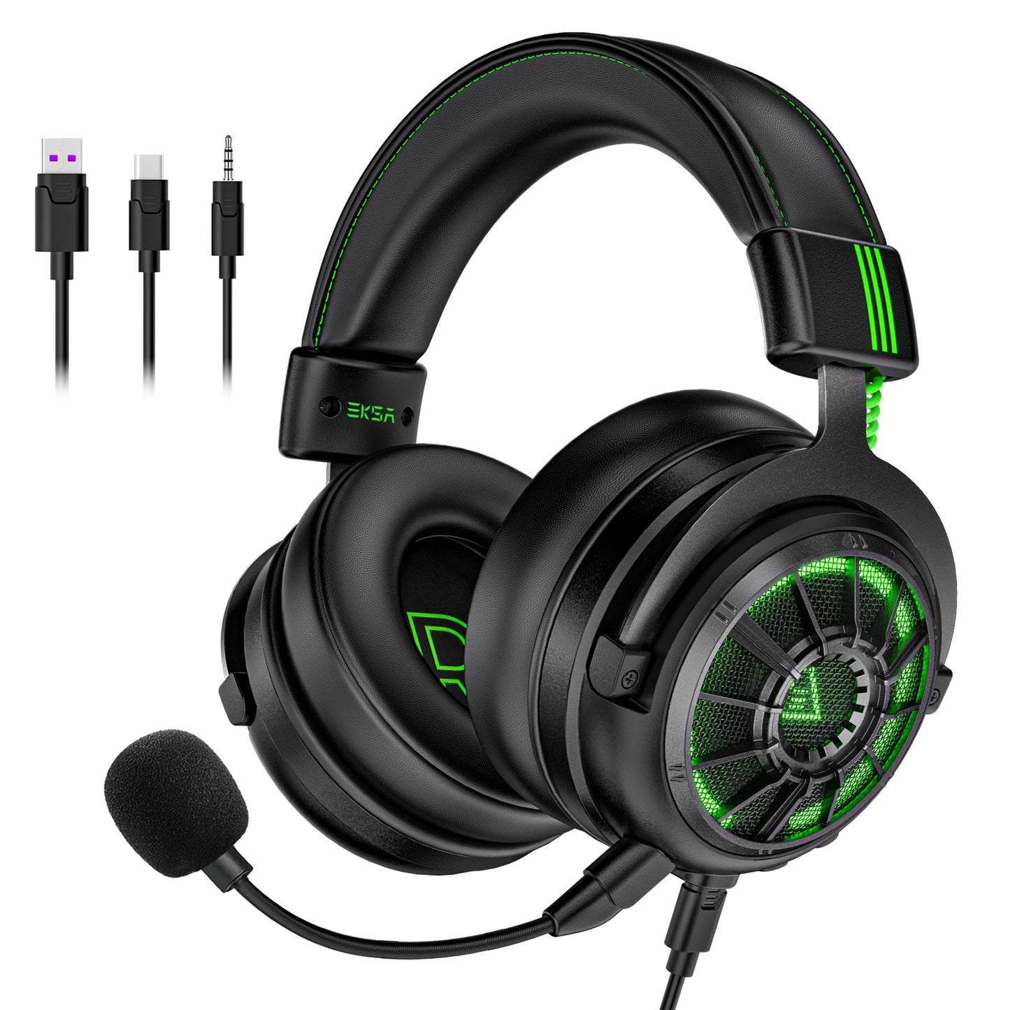 EKSA E5000 Pro – 7.1 Gaming Headset with ENC Microphone and Interchangeable Cables