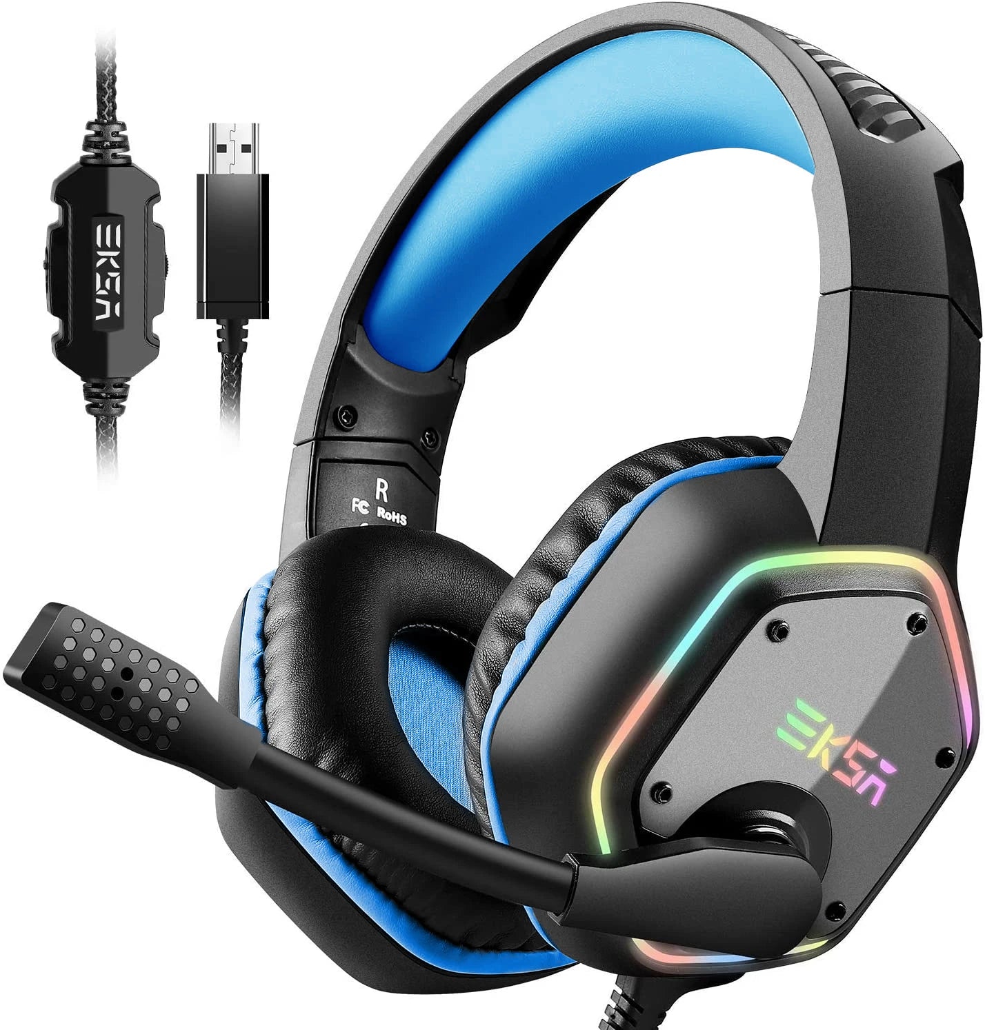 EKSA E1000 – Auriculares Gamer con Sonido 7.1, RGB y Micrófono con Cancelación