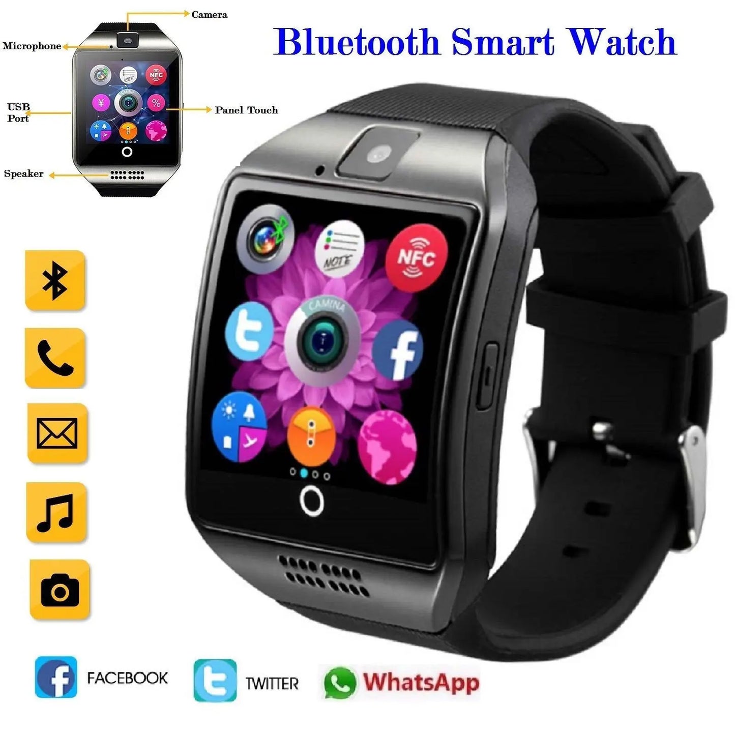 Reloj Inteligente Q18 con Pantalla Táctil Completa – Monitoreo de Salud, Deportivo y Llamadas por Bluetooth