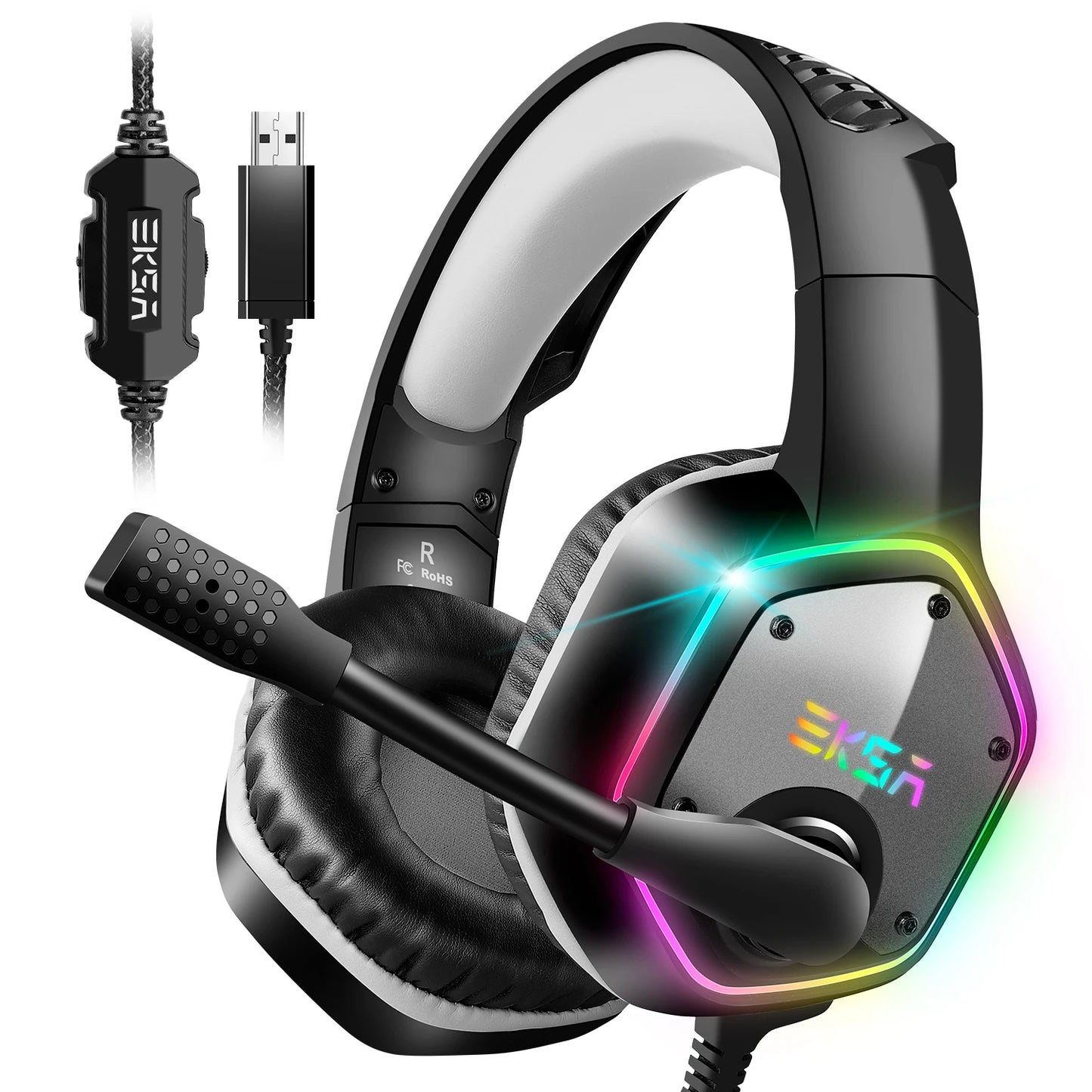 EKSA E1000 – Auriculares Gamer con Sonido 7.1, RGB y Micrófono con Cancelación