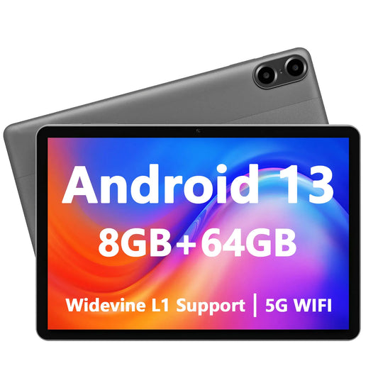 PRITOM Touch 10 Plus Android 13 Tablet, 10” HD, 8GB RAM (4+4), 64GB, Expandable 1TB, WiFi 6, BT5.0, Google GMS, Dual Speakers
