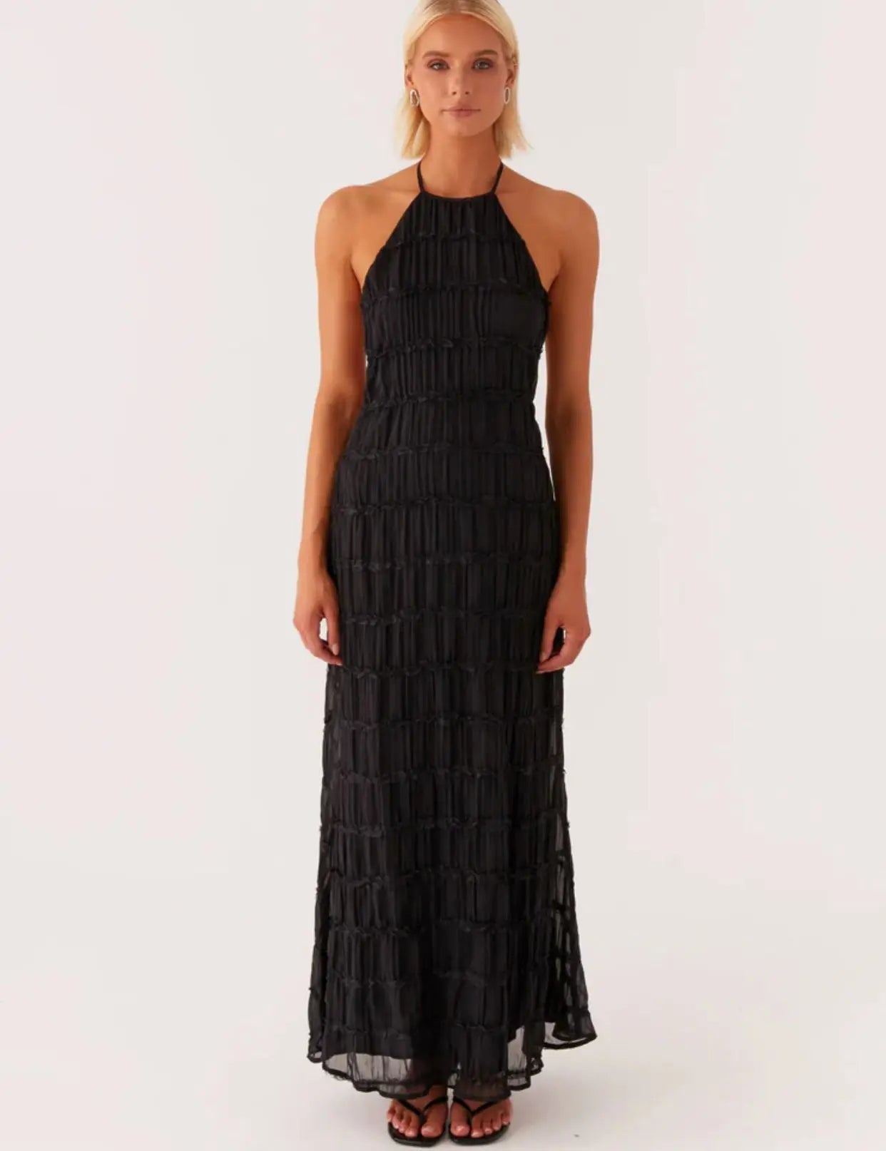 Vestido Largo de Playa con Espalda Descubierta y Lazo – Estilo Halter Chic para Mujer