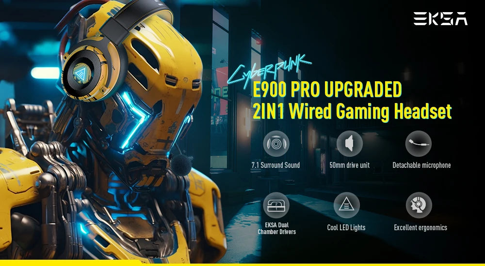 Auriculares Gamer EKSA E900 Pro con Sonido 7.1, Micrófono con Cancelación de Ruido – Compatibles con PC, PS4, PS5 y Xbox