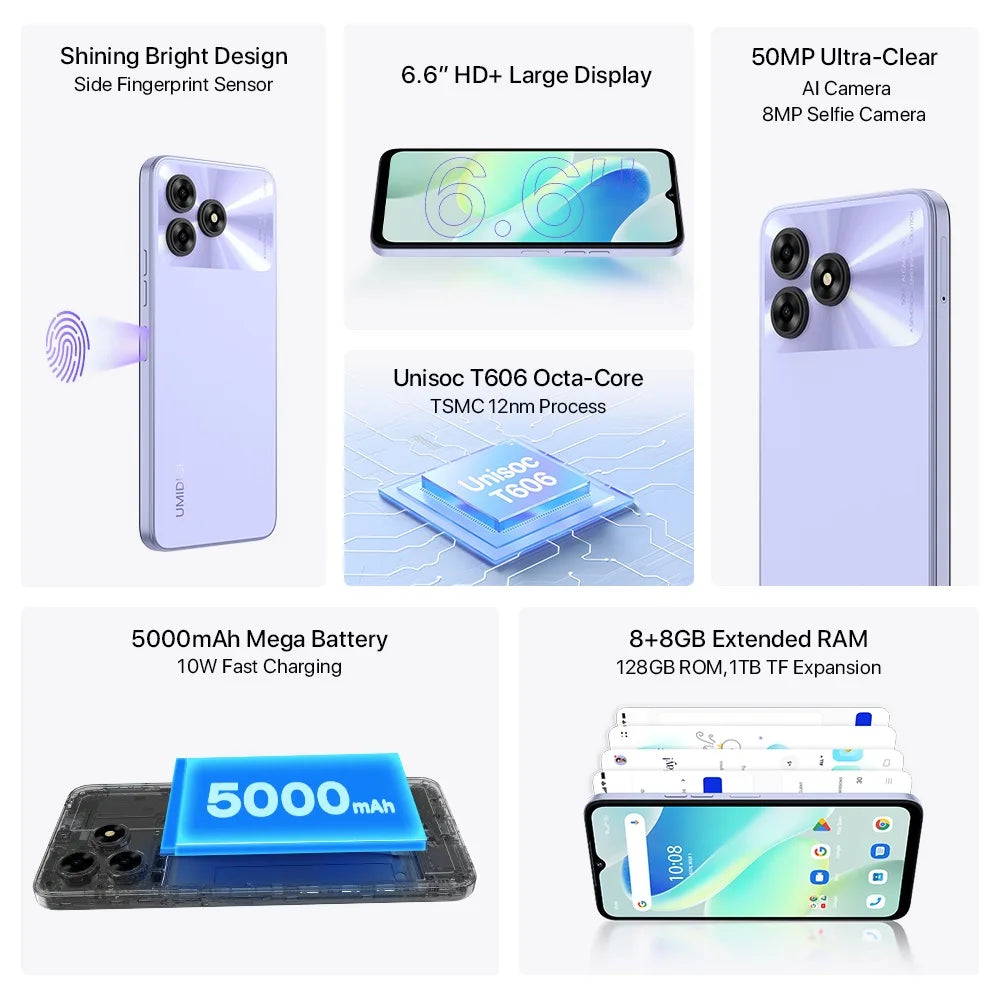 UMIDIGI G5 – Android 13 Smartphone with 50MP Camera, 8+8GB RAM, 128GB and 90Hz Display