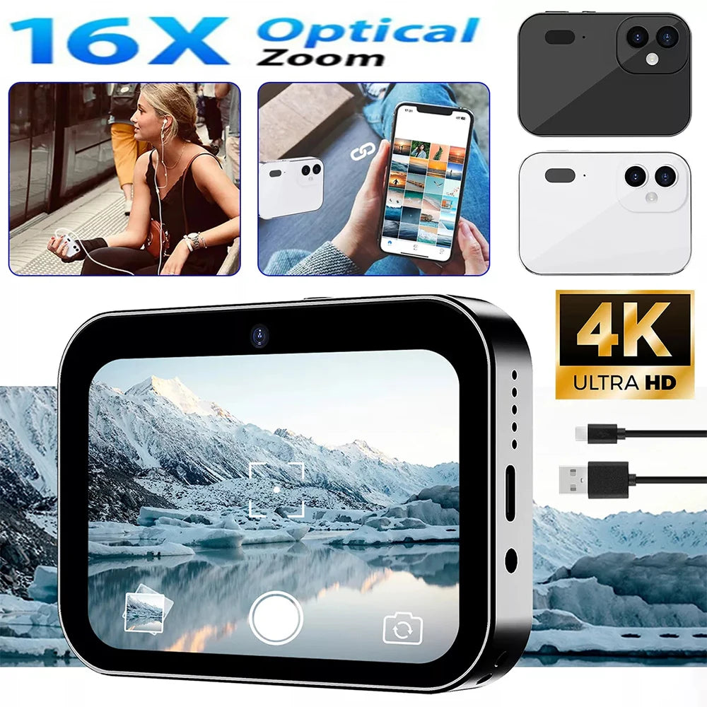 Cámara Digital 4K D6 con Pantalla Táctil y Visión Nocturna | 64MP para Vlogs y Música