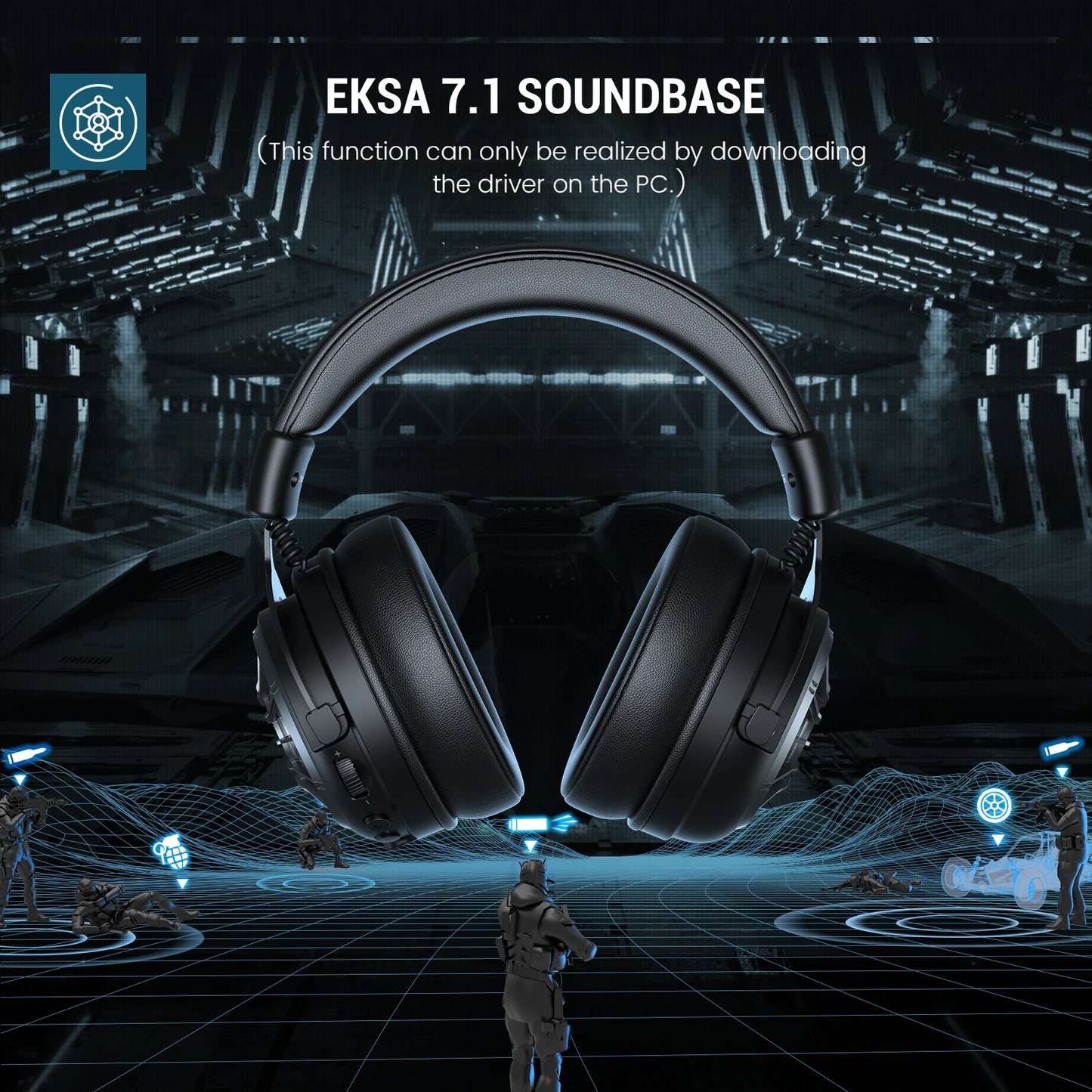 EKSA E5000 BT – Auriculares Gaming Inalámbricos 2.4GHz & Bluetooth, 100H de Batería