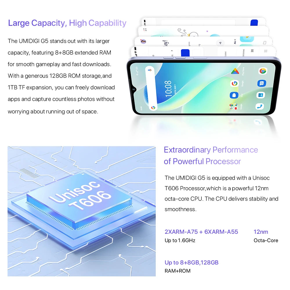 UMIDIGI G5 – Android 13 Smartphone with 50MP Camera, 8+8GB RAM, 128GB and 90Hz Display